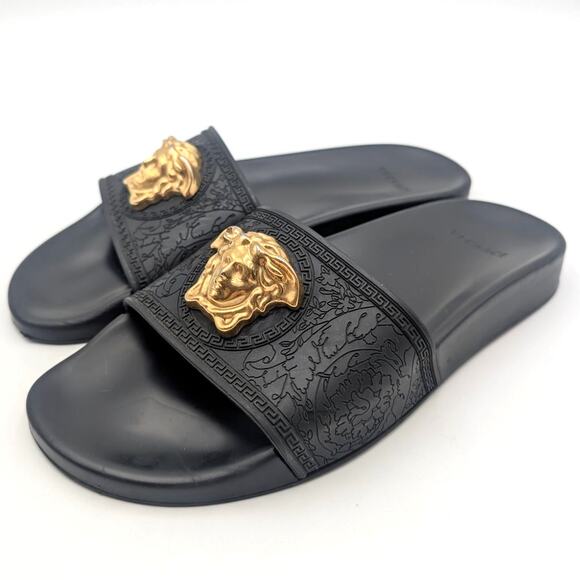 Versace Palazzo Medusa Women's Slides in Black Made in Italy Size US9-9.5 - Picture 1 of 16